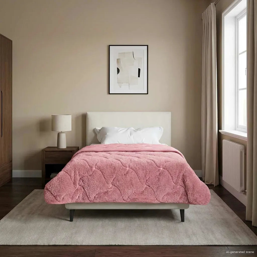 Duvet Invernale Rosa 135 x 200 cm Microfibra e Fleece Teddy 42026342
