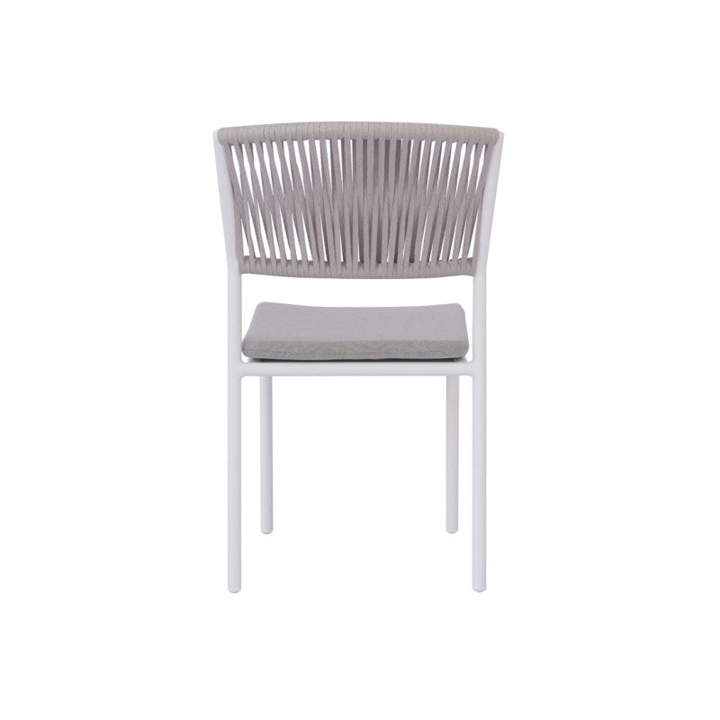 Sedia Modena Set B Alluminio Bianco E Corda Beige Moia