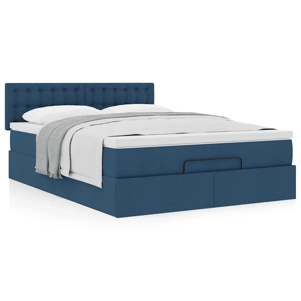 Pouf Letto con Materasso Blu 140x190 cm in Tessuto 3311628