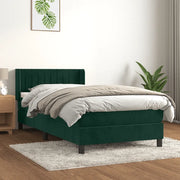 Giroletto a Molle con Materasso Verde Scuro 80x200 cm Velluto