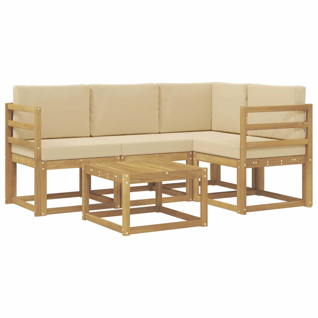 Set di divani da esterno 5 pz Bianco e Beige 3387582