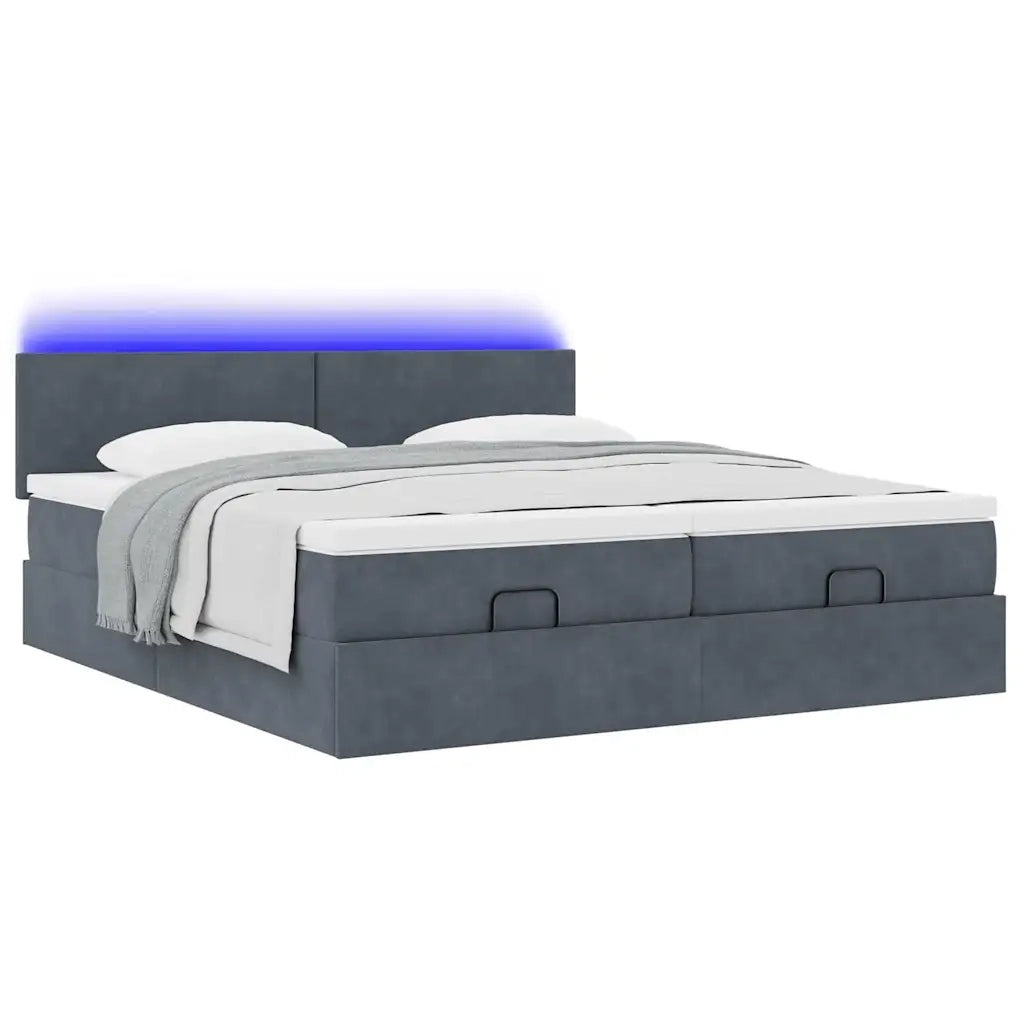 Struttura Letto Pouf con Materassi 200x200 cm Velluto