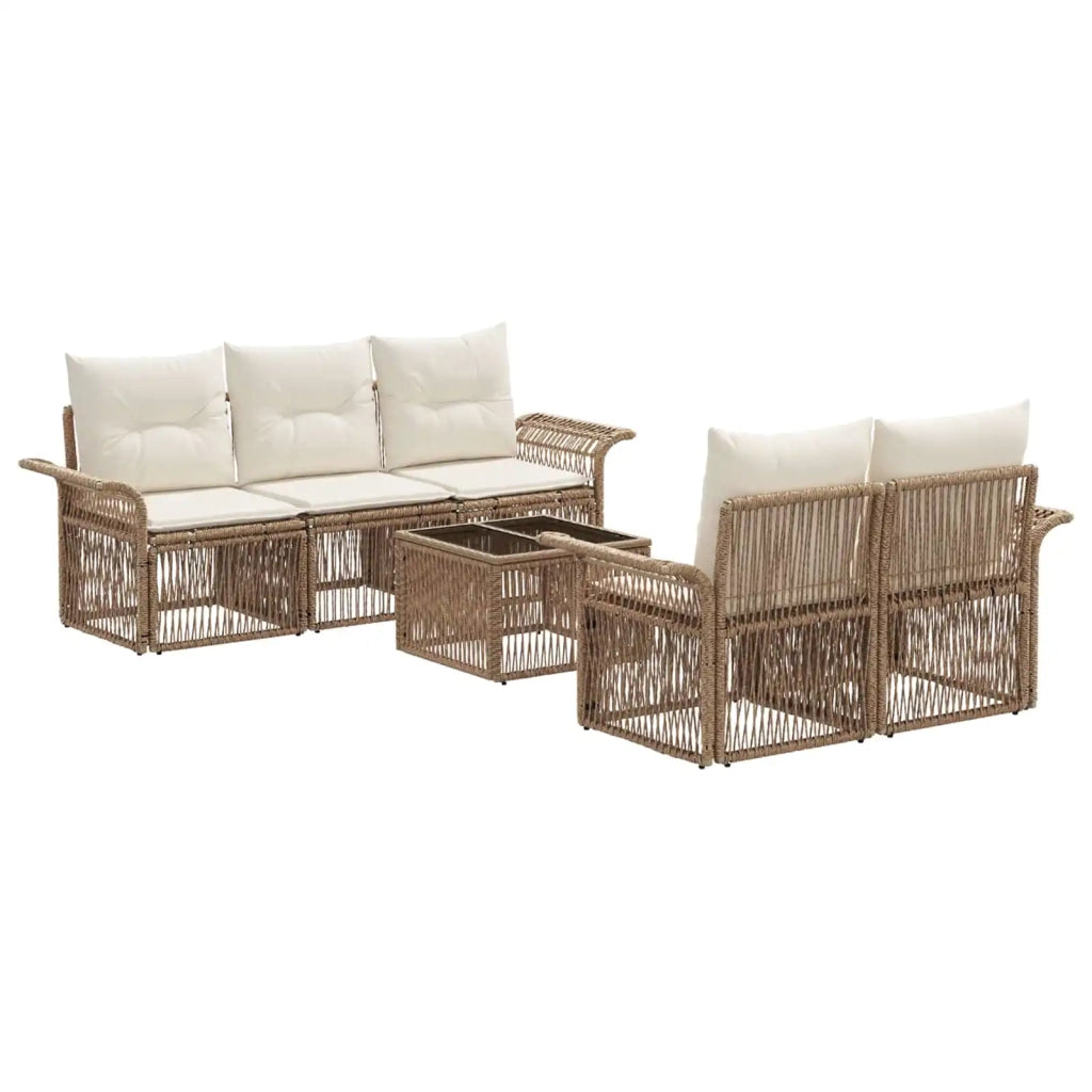 Set Divano da Giardino 6 pz Beige polyrattan 3434760