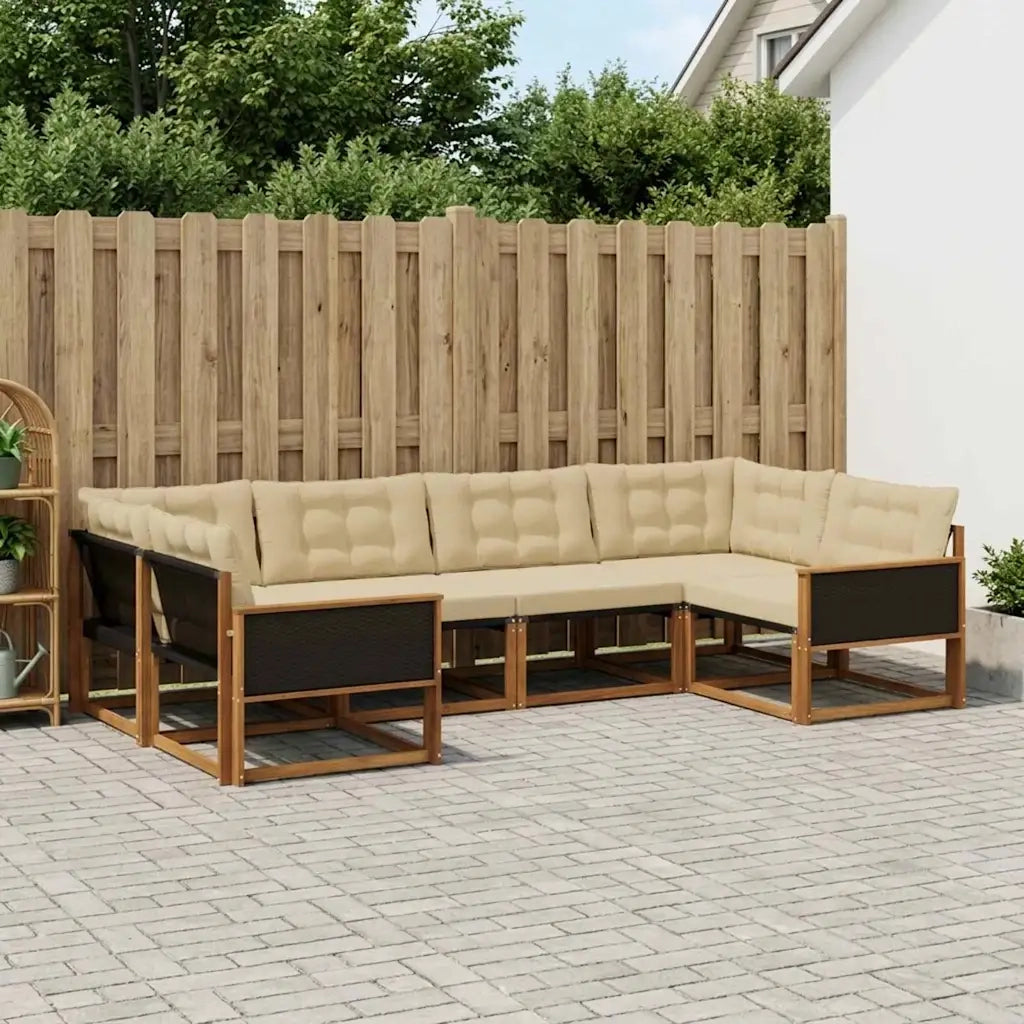 Set di divani da esterno con cuscino 6 pcs Naturale e Beige 3381641