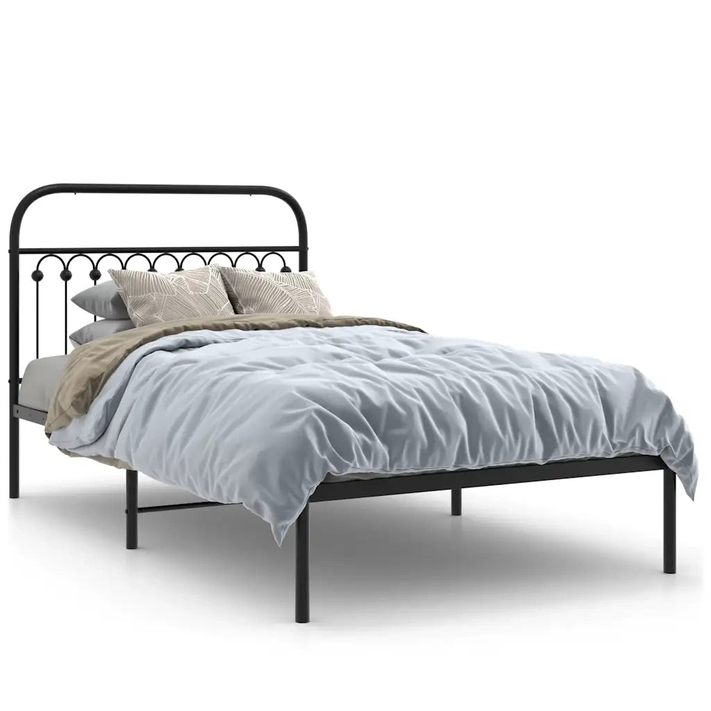 Giroletto con Testiera in Metallo Nero 107x203 cm 376596