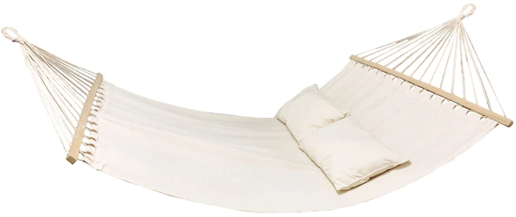 AMACA YOU AND ME BLANCO CON TELO IN COTONE E BASTONI DI SOSTEGNO IN LEGNO