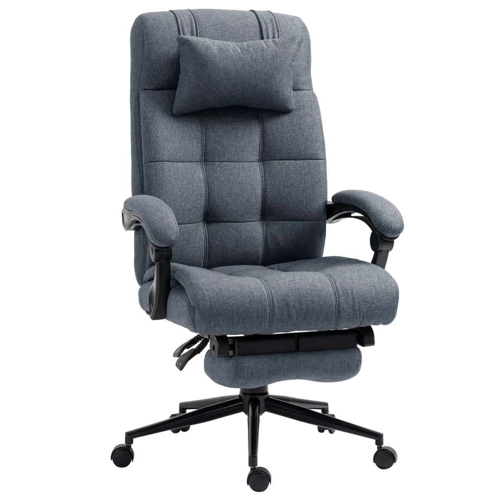 Poltrona Ufficio Ergonomica Reclinabile ¨C Xylo ¨C Grigio con Poggiatesta e Poggiapiedi 66x76x112-120cm