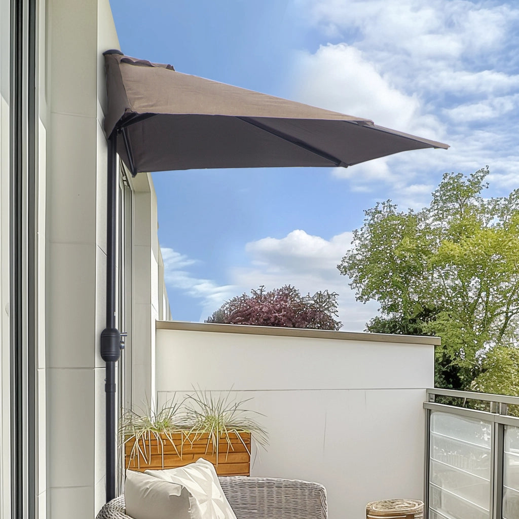 Ombrellone da giardino semicircolare ¨C Zephmum ¨C Grigio 269x138x236 cm