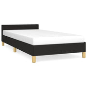 Letto singolo | Letto per adulti | Giroletto con Testiera senza Materasso Nero 90x190 cm Tessuto