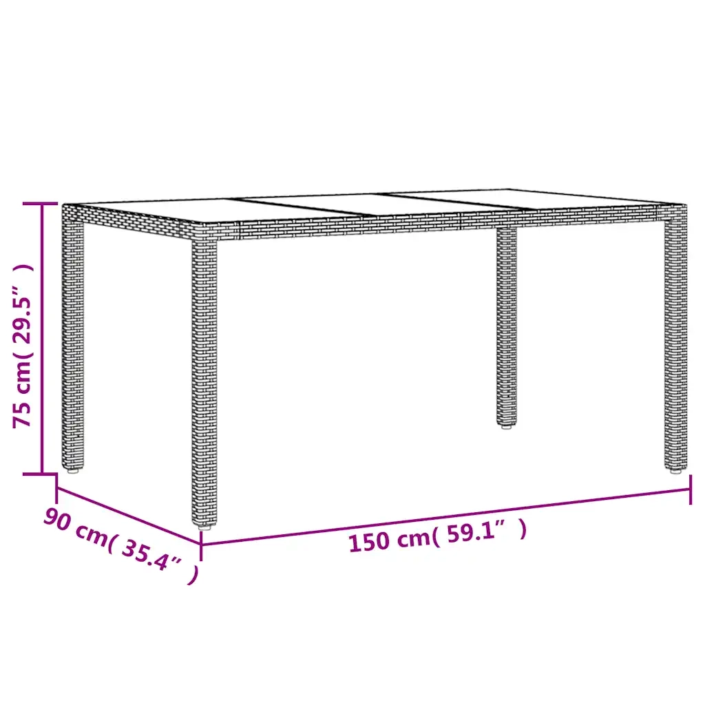 Set Pranzo da Giardino 5pz con Cuscini Polyrattan e Vetro 3278575