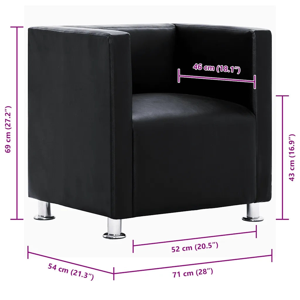 Poltrona | Sedia Relax a Pozzetto Nera in Similpelle