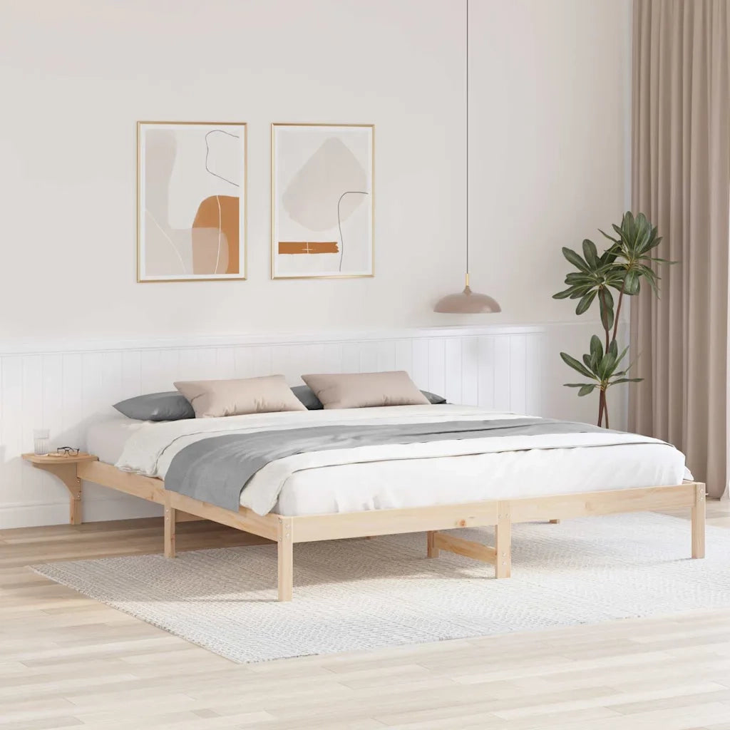 Struttura del letto Naturale 200 x 200 cm Pino massello 873175