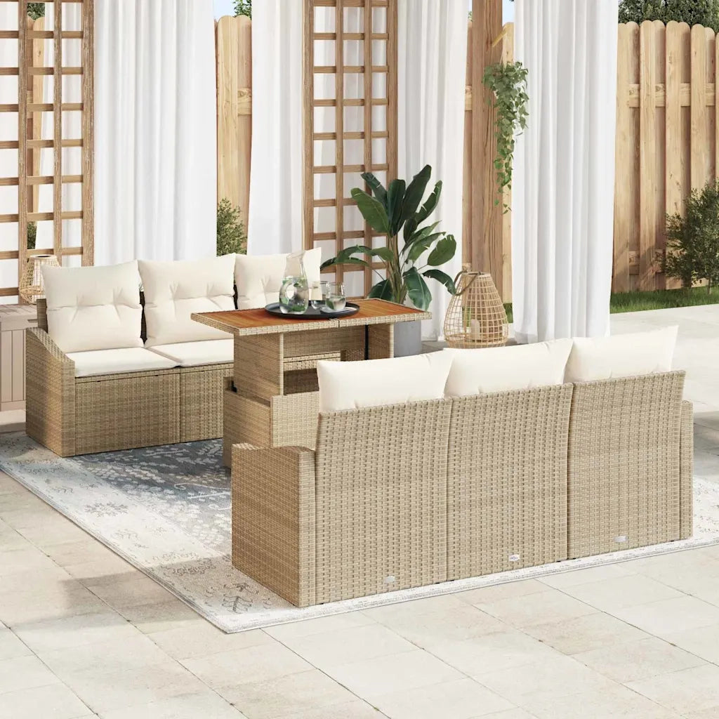 Set Divano da Giardino con cuscino 7 pcs Beige e Crema 3349784