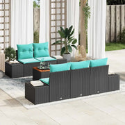 Set Divano da Giardino 6 pz Nero e Turchese polyrattan 3356569