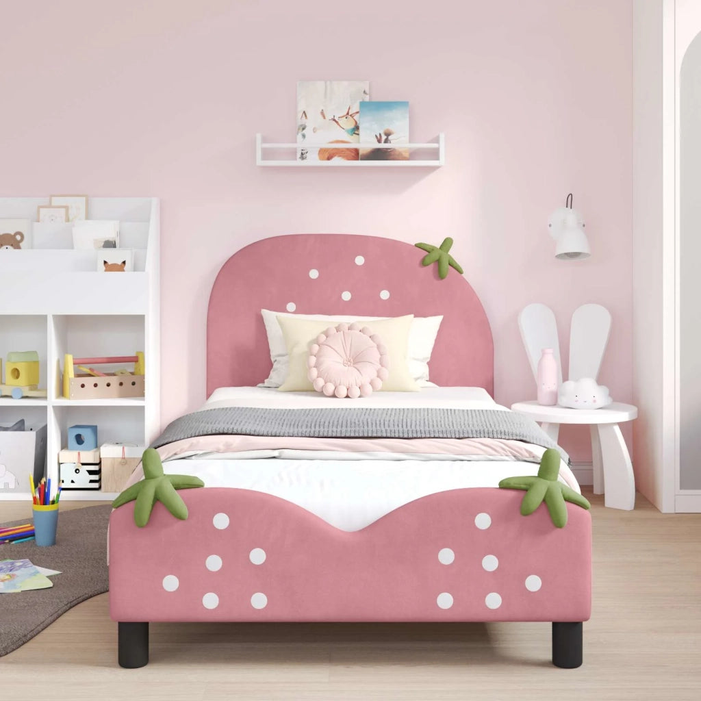 Struttura letto bambini con testata Rosa 90 x 190 cm Velluto