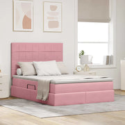 Letto con contenitore e LED con led Rosa 140 x 200 cm Velluto