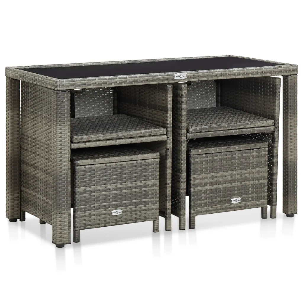 Set da Pranzo da Giardino 5 pz con Cuscini in Polyrattan Grigio 46535