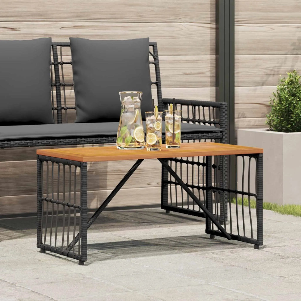 Tavolo da Esterno Nero 80 x 40 x 40 cm Acciaio e Polyrattan 42025145