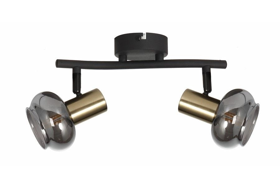 Plafoniera Lauree Reality nera oro 2 luci E14 dimmerabile