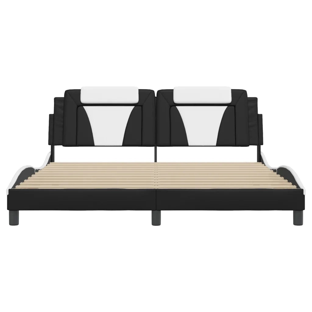 Letto matrimoniale | Letto per adulti | Giroletto Viana con LED senza Materasso Nero e Bianco 180x200 cm