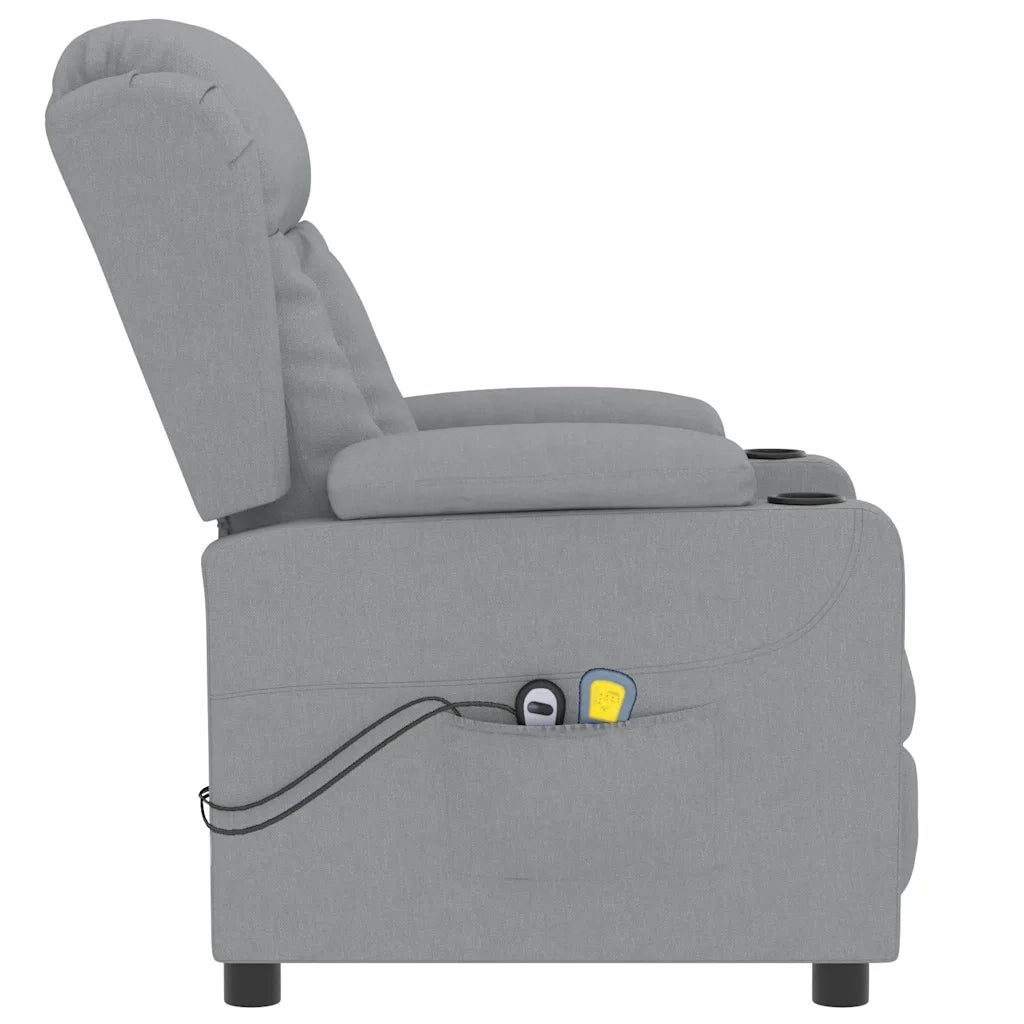 Poltrona Massaggiante Elettrica Grigio Chiaro in Tessuto 3098789
