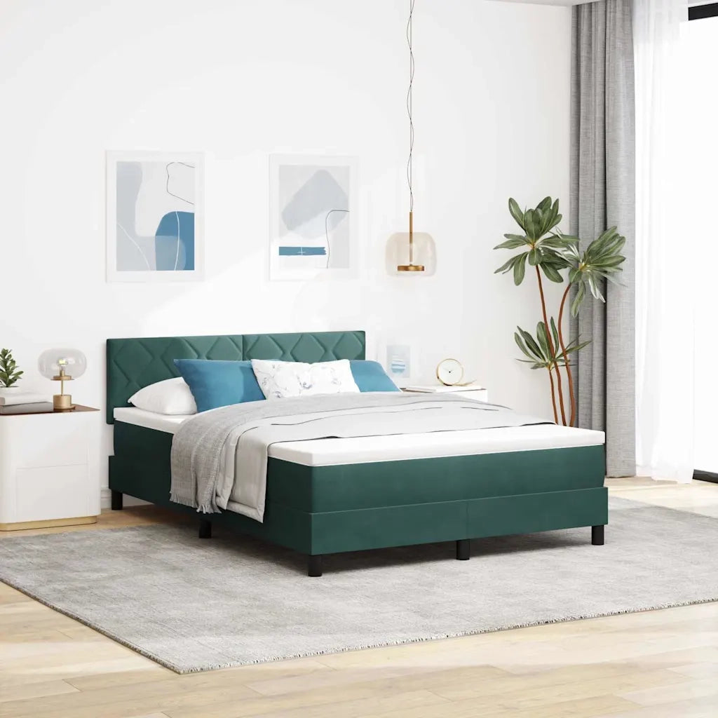 Letto a molle con testiera Verde Scuro 140 x 200 cm Velluto 3339245
