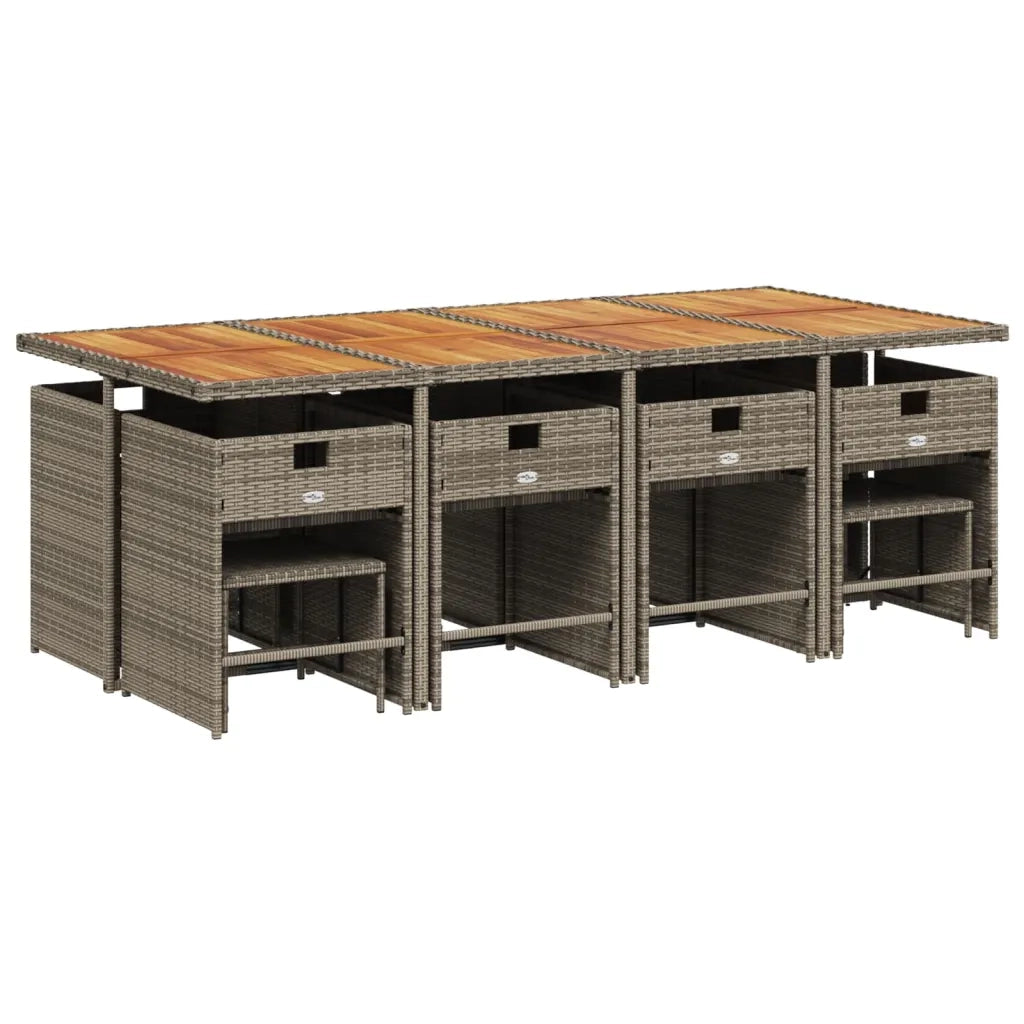 Set da Pranzo da Giardino 13pz con Cuscini Grigio in Polyrattan 3277933