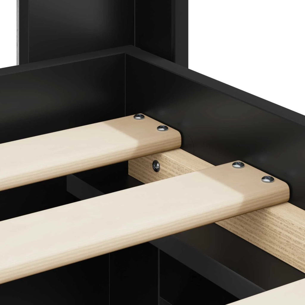 Struttura del letto con stoccaggio e testata Nero 90 x 190 cm 3414062