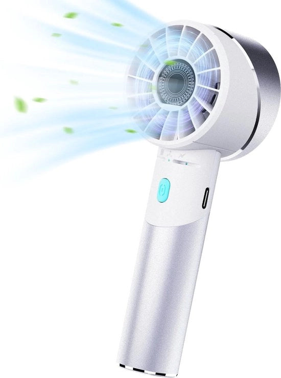 Ventilatore portatile USB ricaricabile a 4 velocità 16 ore di autonomia - ventilatore silenzioso per casa ufficio viaggi esterno - bianco