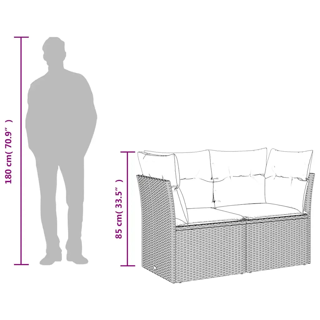 Divano da Giardino con Cuscini 2 Posti Grigio Chiaro Polyrattan 366176