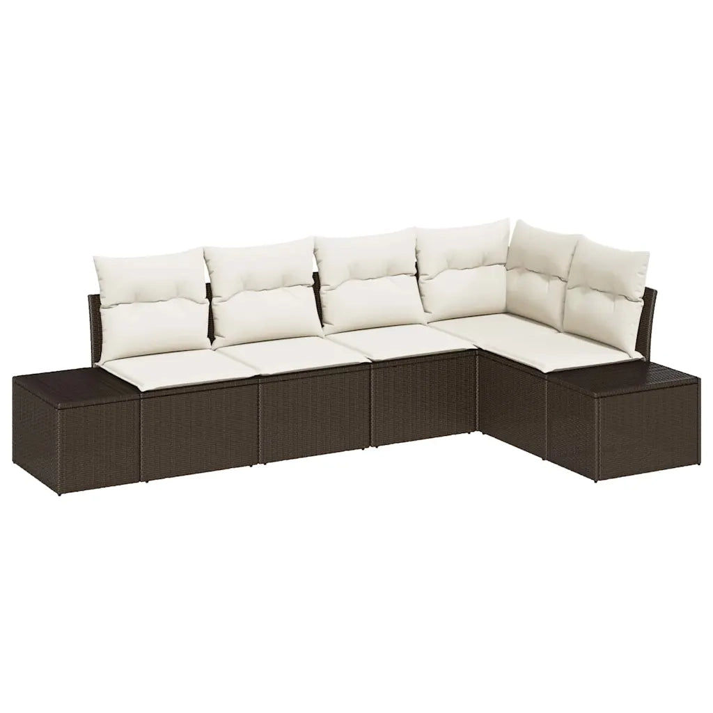 Set Divano da Giardino 5 pcs Marrone polyrattan 3347058