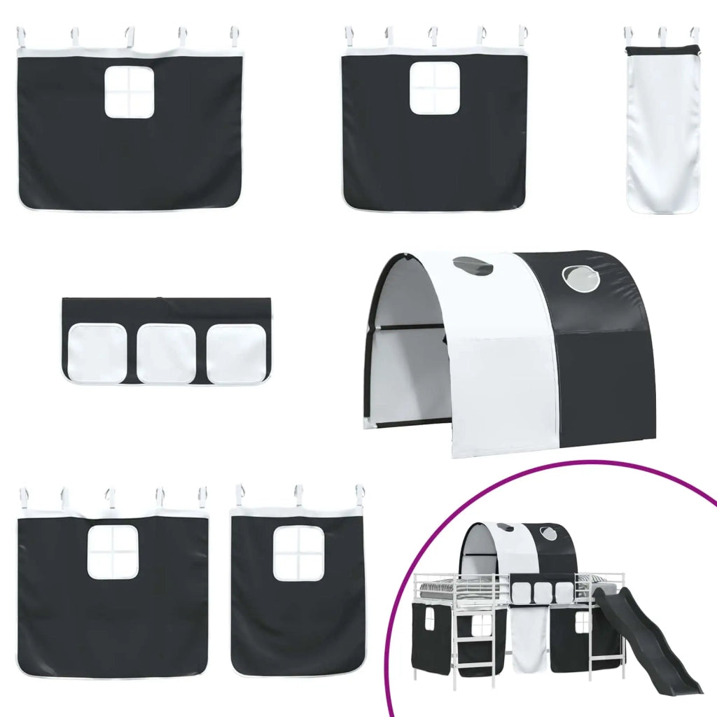 Struttura del letto loft per bambini Bianco e Nero Metallo