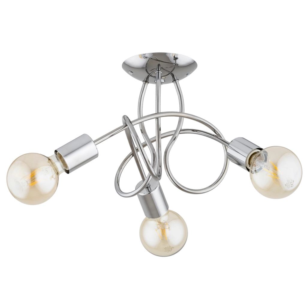 Plafoniera moderna argento bracci intrecciati 3xE27 HOSSA Alfa