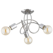 Plafoniera moderna argento bracci intrecciati 3xE27 HOSSA Alfa