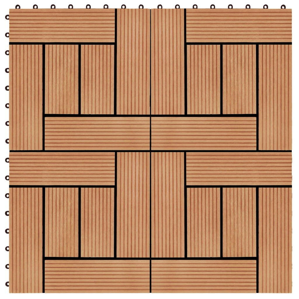 Piastrella per Decking 22 pz Teak riciclato 30 x 30 cm WPC CFW3428942