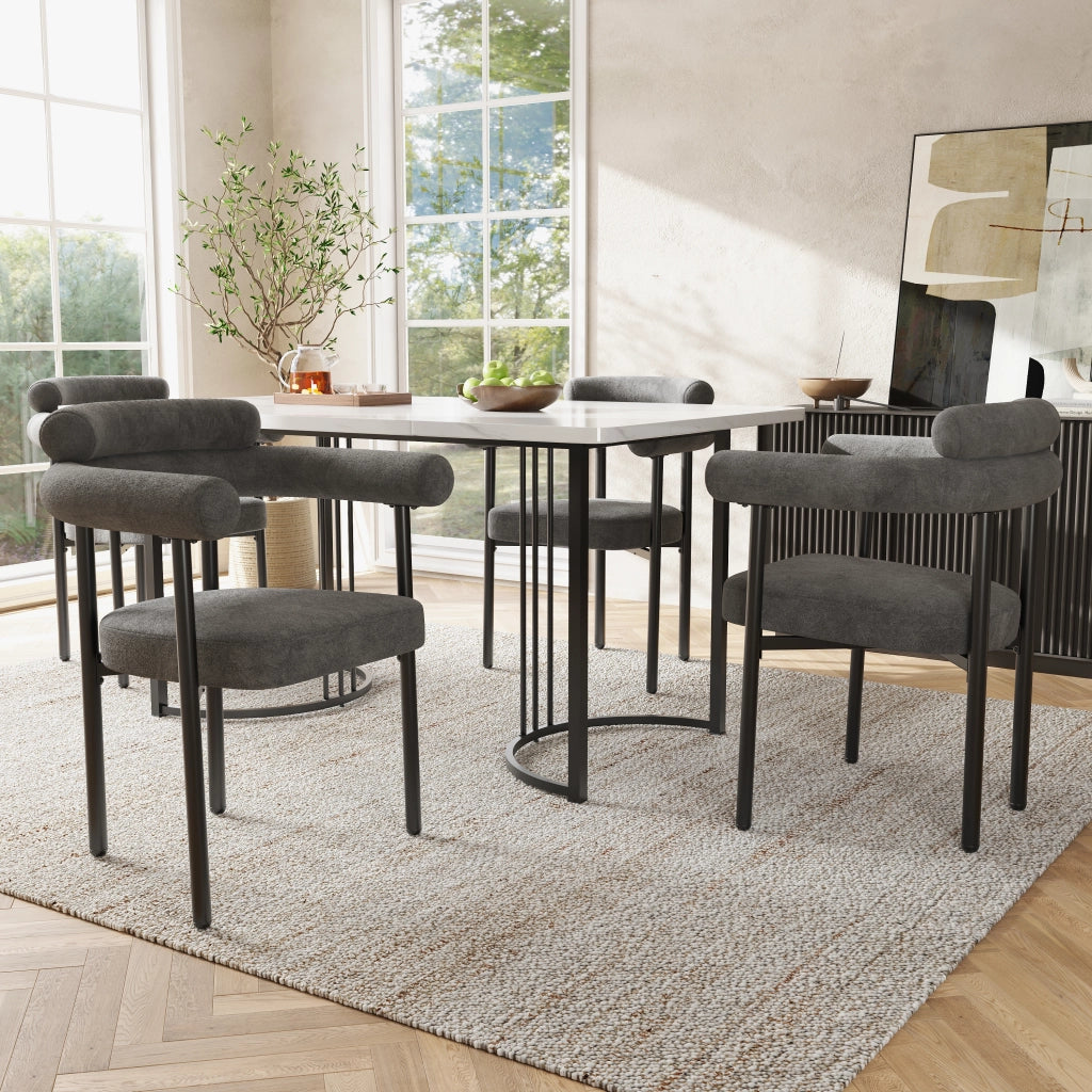 Set 4 Sedie da Pranzo in Velluto Grigio Scuro ¨C Xylo ¨C Seduta Imbottita, Stile Moderno