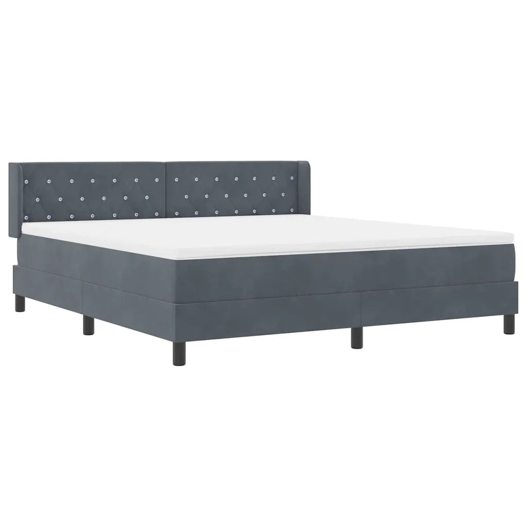 Letto a molle con testiera Grigio scuro 200 x 180 cm Velluto 3341427