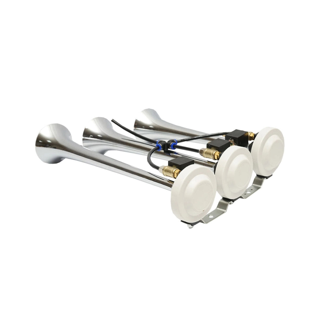 Clacson a 3 trombe con elettrovalvole 12/24V per compressore d’aria Breckner Germany