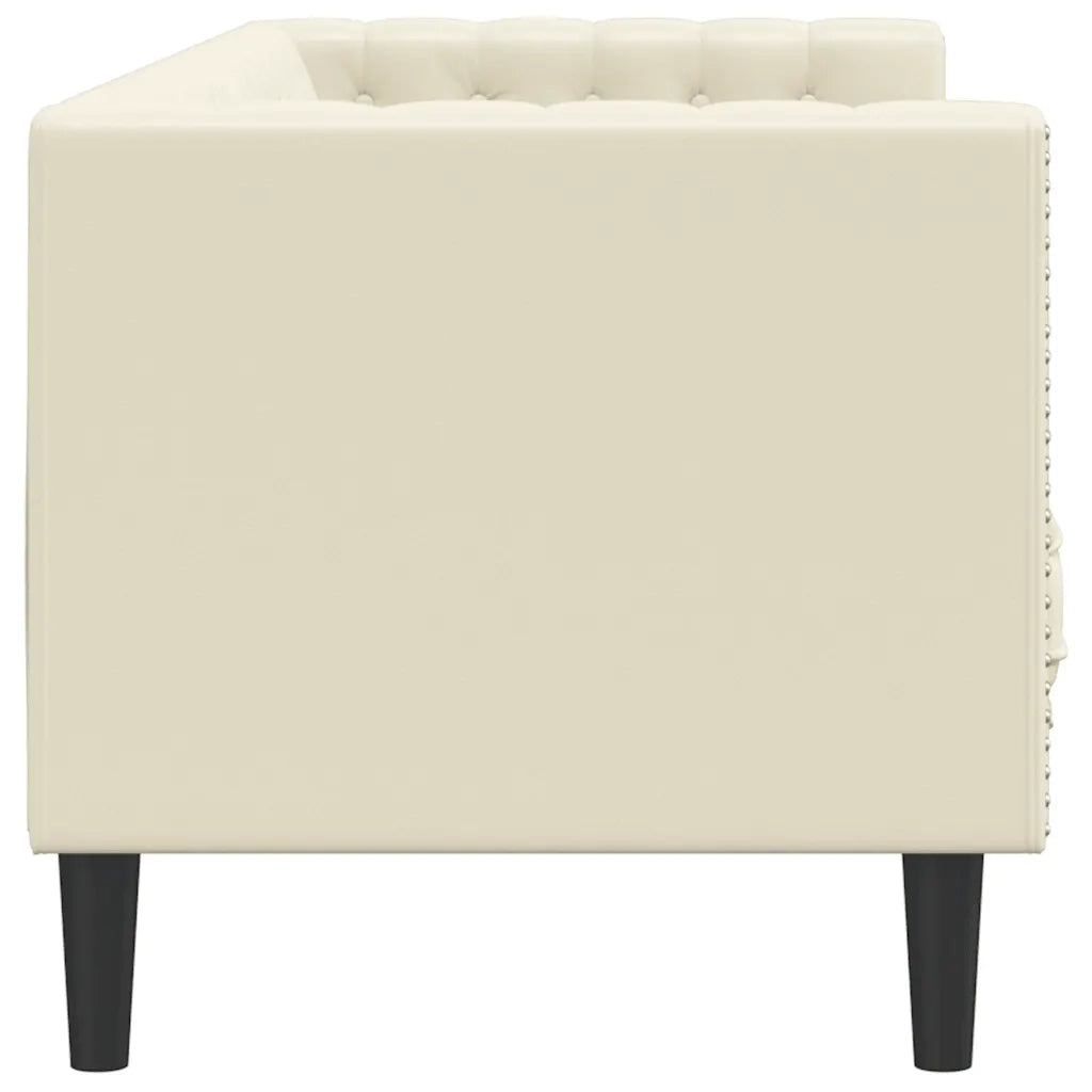 Divano Chesterfield a 3 Posti Crema in Similpelle 372667