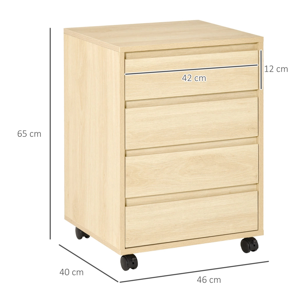 Scrivania con cassetti ¨C Minimal ¨C Legno chiaro 4 cassetti ruote