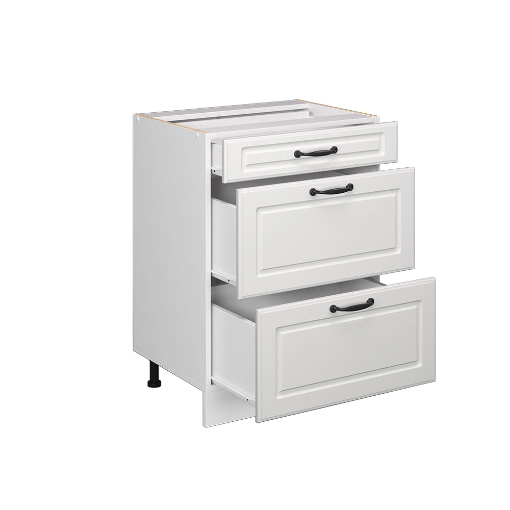 Mobiletto base per cucina R-Line Bianco rustico/Bianco 60 cm PL Marmo Vicco
