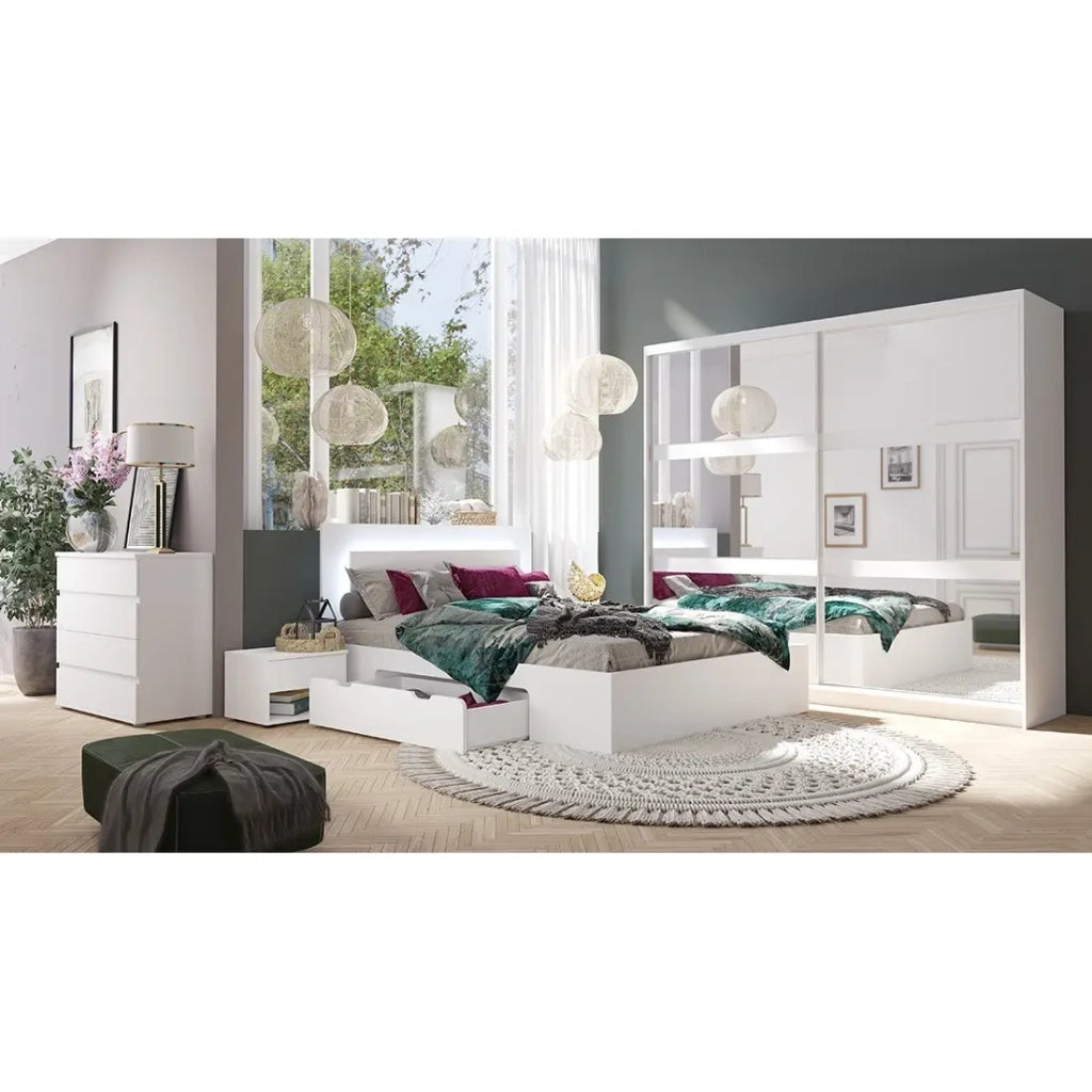 Letto NOFI 140 x 200 cm con doghe e 2 cassetti - bianco