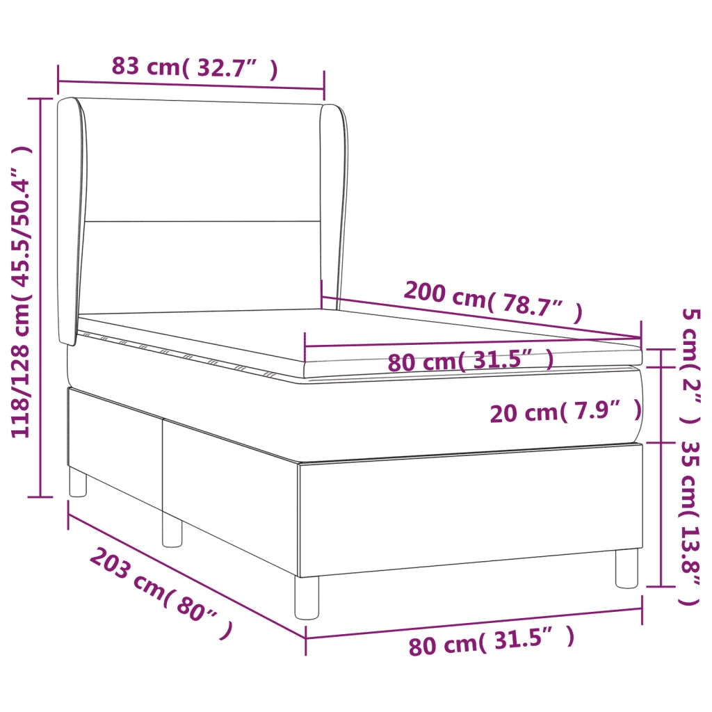 Giroletto a Molle con Materasso Rosa 80x200 cm in Velluto