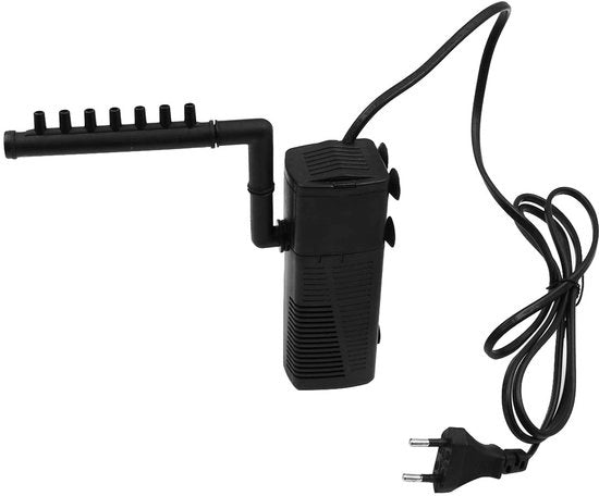 Pompa a filtro 3 in 1 - Ingresso integrato - Pompa di ossigeno - Adatto per piccoli acquari - 5W - Disegno silenzioso - Filtro per acquario