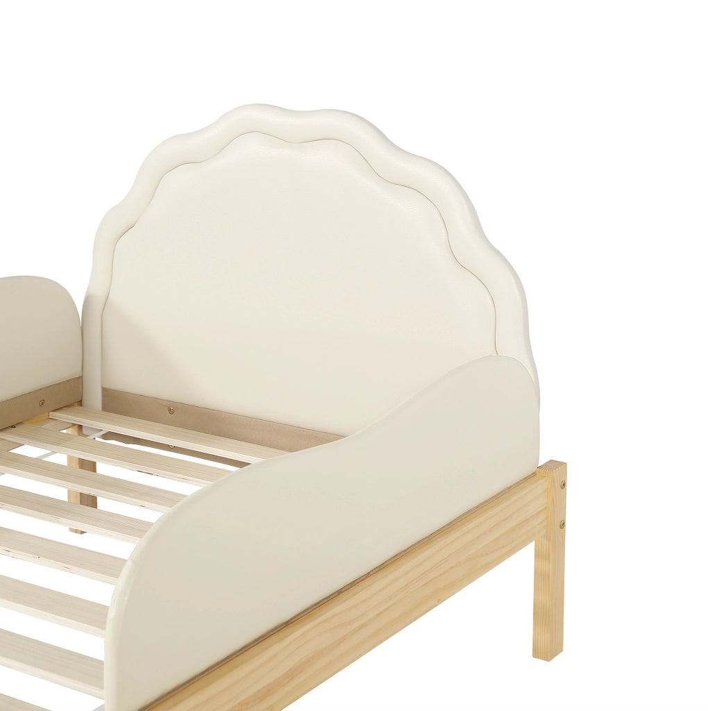 Letto singolo per bambini imbottito con sponde laterali 90x200 cm beige
