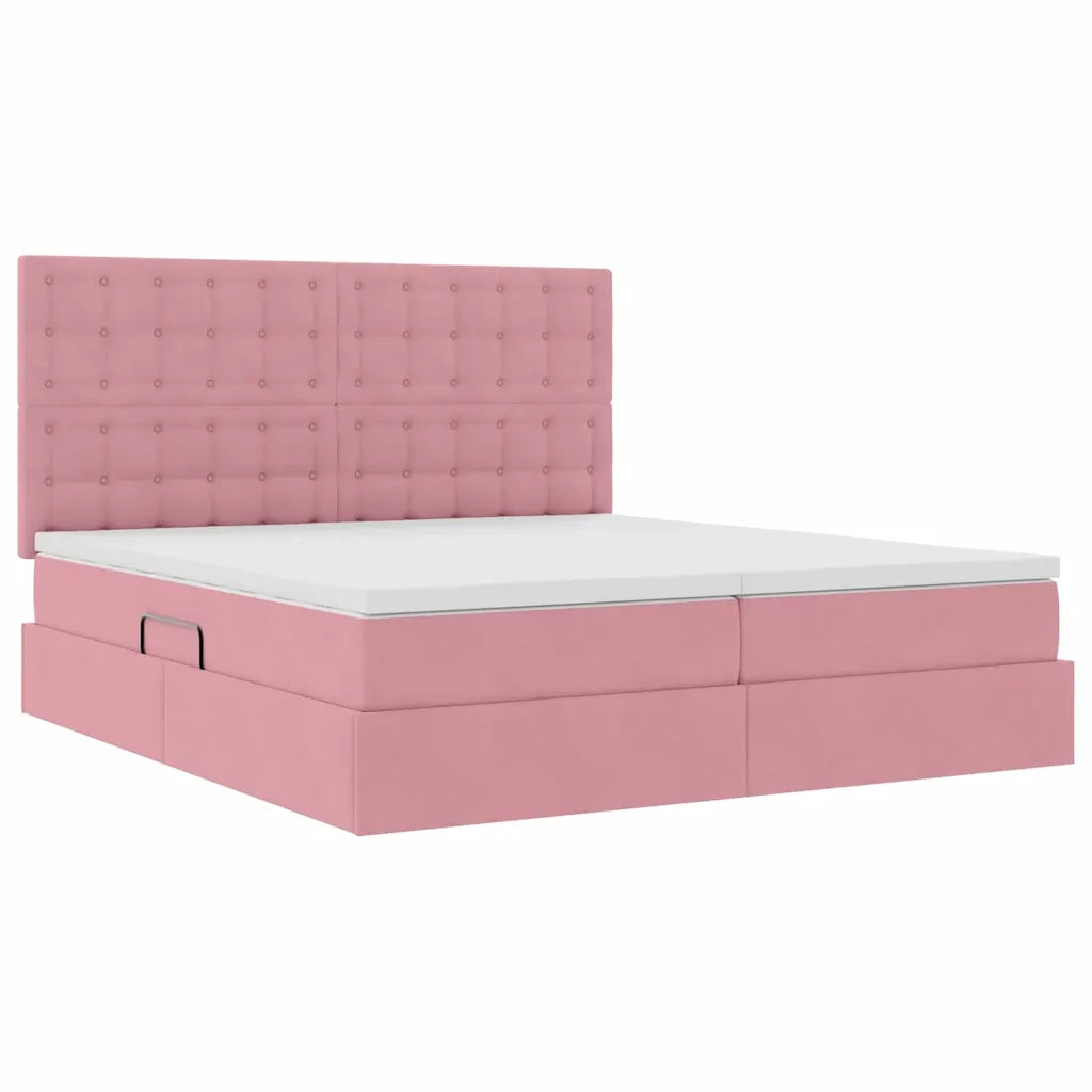 Letto con luci a strisce a LED Rosa 180 x 200 cm Velluto