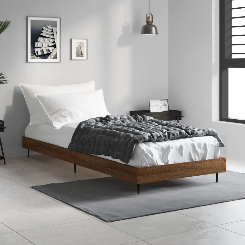 Letto singolo | Letto per adulti | Giroletto senza Materasso Rovere Marrone 75x190cm in Truciolato