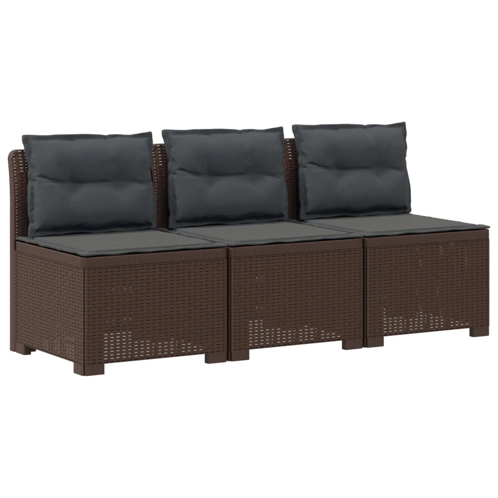 Divano da giardino 3 posti con cuscini in look rattan PP 8011981