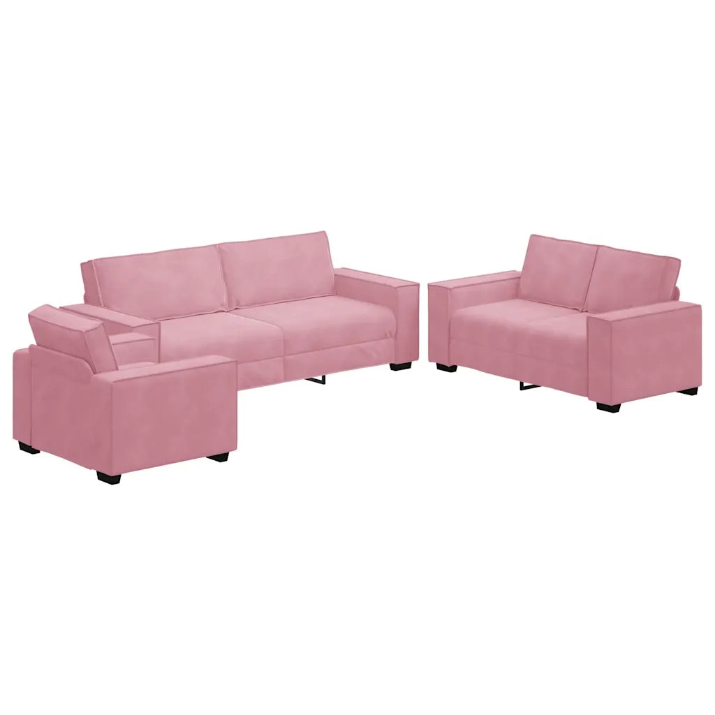 Set di Divani 3 pz con Cuscini rosa in Velluto 3324621