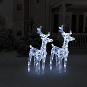 Renne di Natale 2 pz Bianco Freddo 80 LED in Acrilico cod mxl 42201